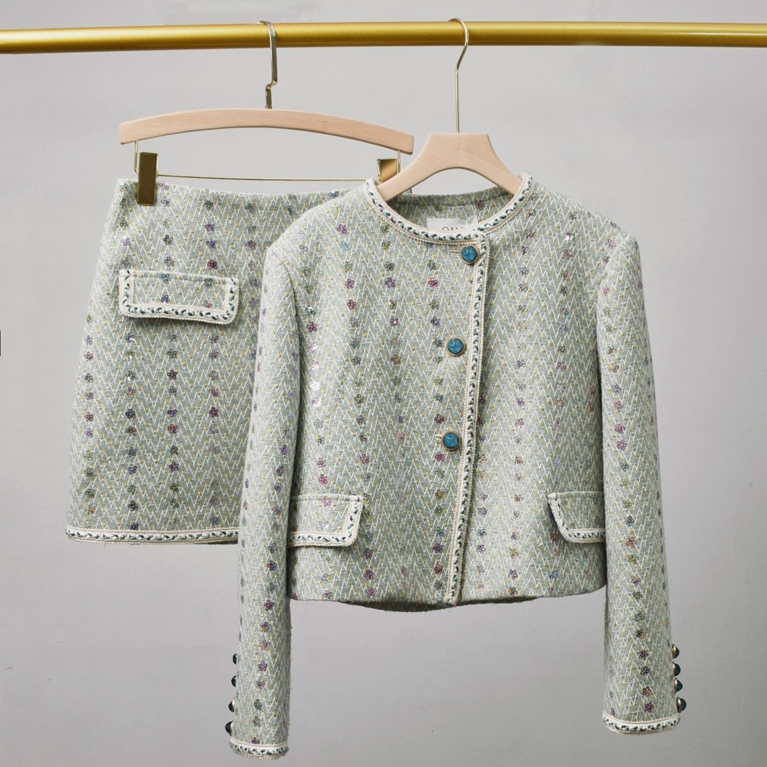 Winter Clothing Vintage - 여성 우아한 트위드 럭셔리 정장 Jacke