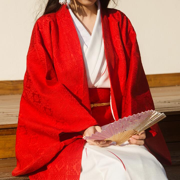 Traditional Winter Japanese Clothing - 전통 일본 여성 기모노 코트, 레드