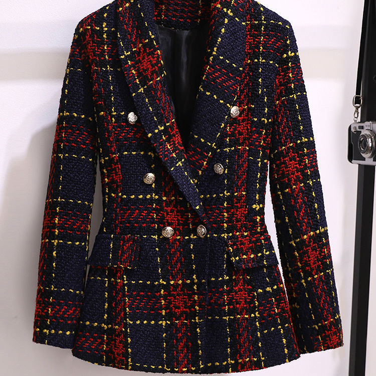 여성용 빈티지 트위드 한국 세트 블레이저 재킷 코트 및 - Winter Clothing Vintage 리뷰 및 가격