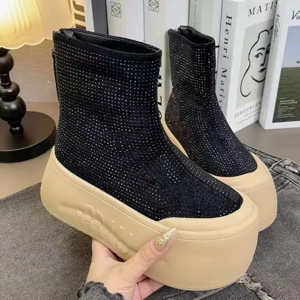 럭셔리 라인스톤 여성 부티 패션 플랫폼 플러시 보온 여 - Winter Clothing Korea 리뷰 및 가격