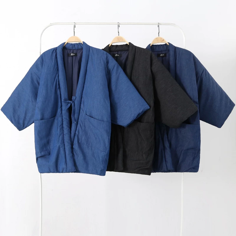 남성용 새로운 하텐 자켓 전통 일본 카디건 코트 사무라 - Traditional Winter Japanese Clothing 리뷰 및 가격